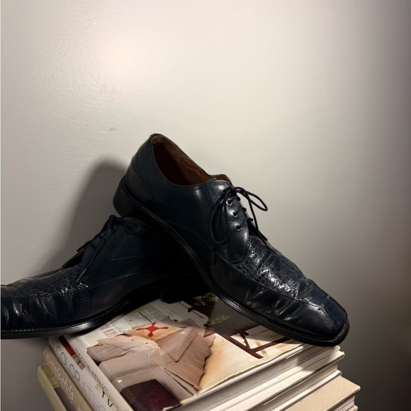 Stacy Adam’s Size 12 Navy Blue Snakeskin Men’s Shoes - Picture 4 of 16